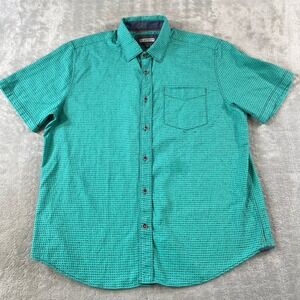32 Bar Blues Shirt Mens Large Green Textured Preppy Western Festival Turkey
